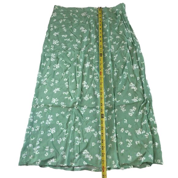 ASOS Womens Midi Slip Thigh Split Skirt sage green Daisy floral Size 12 NWOT - Picture 7 of 14